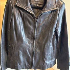 Jones New York Women's Black Leather Jacket